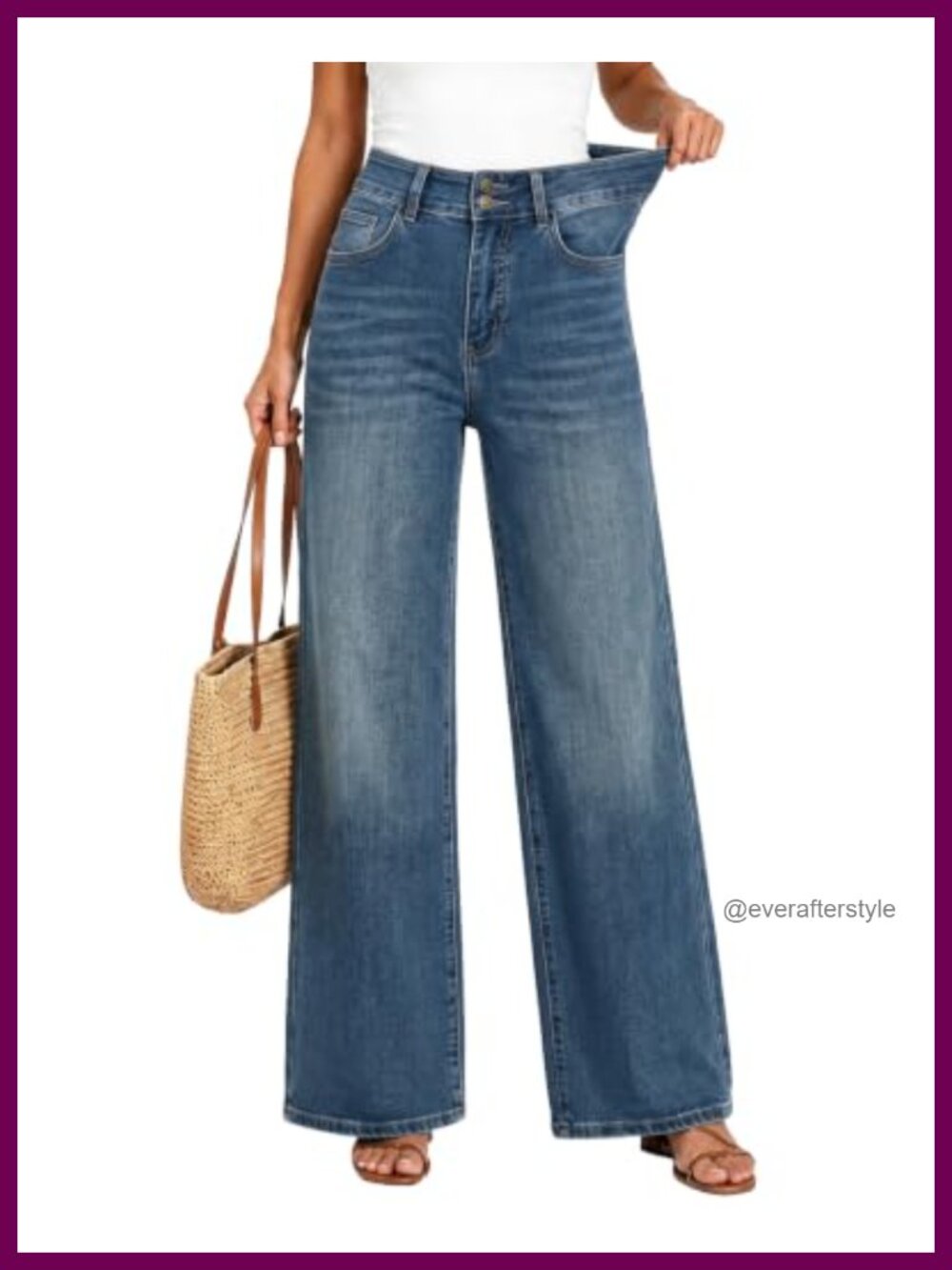 High Waisted Wide Leg Jeans Stretchy Baggy Pants Trendy Fit